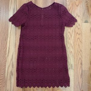 (Sz S) A&F Burgundy Double layered Lace Dress